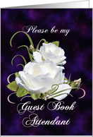 Wedding Guest Book Attendant Request with White Roses card