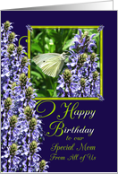 Mom from All of Us Birthday White Butterfly Garden card