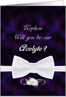 Nephew, Will You Our Acolyte Elegant White Bow Tie card
