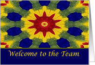 Welcome to our Team, Colorful Rose Window Painting card