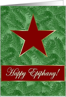 Happy Epiphany, One Red Stars on Spruce card