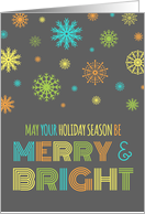 Merry & Bright Christmas Employee Card - Colorful Snowflakes card