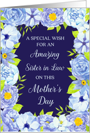 Blue Watercolor Flowers Sister in Law Mother’s Day Card