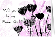 Pink and Black Flowers Sister Flower Girl Invitation Card