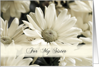 White Flowers Sister Birthday Card