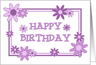 Purple Flowers Girls Birthday Card