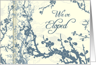 Blue and Beige Floral Elopement Party Invitation Card