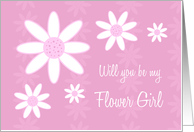 Pink Flowers Will you be my Flower Girl Cousin Card