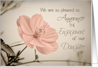 Pink Flower Engagement of Daughter Announcement Card