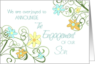 Garden Flowers Engagement of Son Announcement Card
