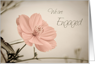 Pink Flowers Engagement Announcement Card