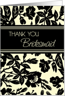 Yellow Black Floral Friend Bridesmaid Thank You Card