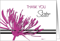 Pink Black Flower Sister Bridesmaid Thank You Card
