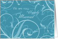 Turquoise Floral Marriage Announcement Card