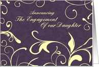 Purple Yellow Engagement of our Daughter Announcement Card