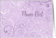 Purple Swirls Cousin Flower Girl Invitation Card