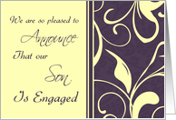 Purple Yellow Son Engagement Announcement Card