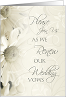 White Flowers Wedding Vow Renewal Invitation Card