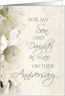 White Floral For Son & Daughter in Law Happy Wedding Anniversary Card