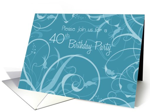 Turquoise Flowers 40th Birthday Party Invitation card (636947)