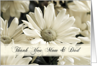 White Flowers Parents Wedding Thank You Card