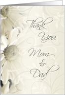White Floral Parents Wedding Thank You Card