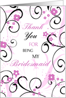 Pink Black Floral Daughter Thank You Bridesmaid Card