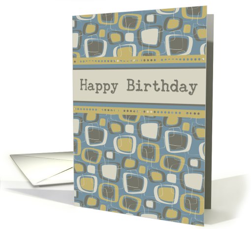 Employee Happy Birthday Card - Blue Retro card (652493)