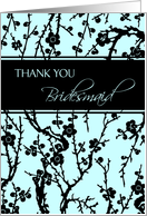 Thank You Friend Bridesmaid Card - Turquoise and Black Floral card