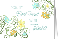 Thank You Bridesmaid Best Friend Card - Garden Flowers Floral card