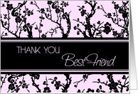 Thank You Bridesmaid Best Friend Card - Pink and Black Floral card
