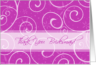 Thank You Bridesmaid Friend Card - Pink Swirls card