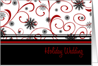 Christmas Wedding Invitation Card - Black Red White Snowflakes card
