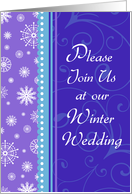 Winter Wedding Invitation Card - Purple Blue Snowflakes card