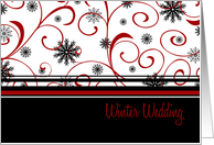 Winter Wedding Invitation Card - Black, Red, White Snowflakes card