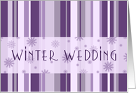 Winter Wedding Invitation Card - Purple Stripes & Snowflakes card
