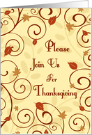 Thanksgiving Invitation Card - Fall Leaves & Swirls card