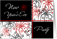 New Year’s Eve Party Invitation Card - Red & Black Fireworks card