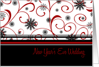 New Year’s Eve Wedding Invitation Card - Red, Black & White Snowflakes card
