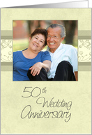 50th Wedding Anniversary Party Invitation Photo Card - Cream Floral card