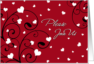 Valentine’s Day Wedding Invitation Card - Red, Black, and White Hearts card