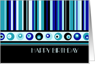 Guy Happy Birthday - Blue Stripes card