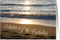 Happy 50th Birthday - Waves at Sunset card
