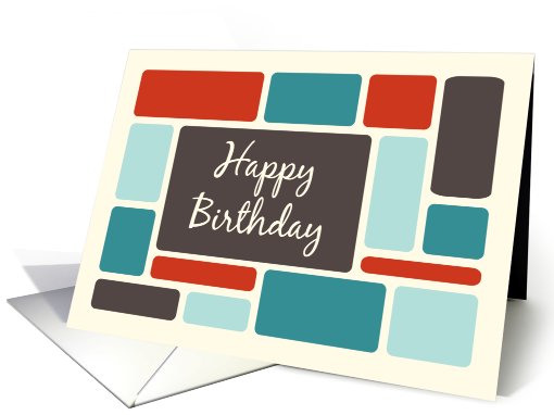Business Happy Birthday for Employee - Retro Squares card (755913)