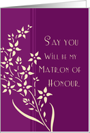 Will you be my Matron of Honour Sister - Plum & Yellow Floral card