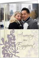 Engagement Announcement Photo Card - Purple Floral card