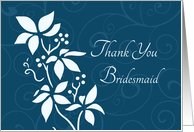 Thank You Bridesmaid for Cousin - Turquoise Floral card