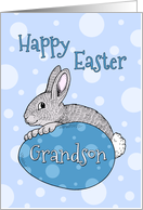 Happy Easter for Grandson - Blue Easter Bunny card