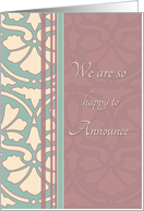 Daughter Engagement Announcement - Antique Teal & Rose card