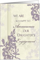 Daughter Engagement Announcement - Beige & Purple Floral card